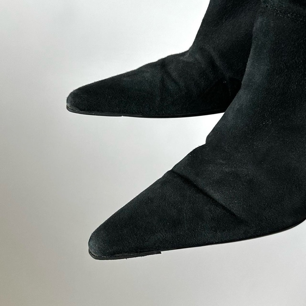 ENZO ANGIOLINI BLACK SUEDE POINTED TOE TALL BOOTS KITTEN HEEL Size-10 - Picture 7 of 10